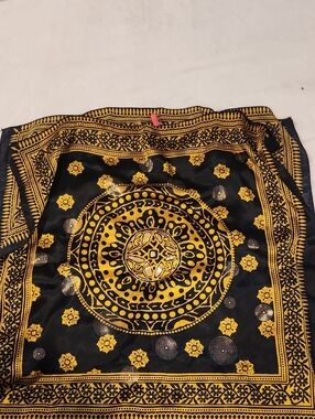 Black and Gold Medallion Print Scarf Top